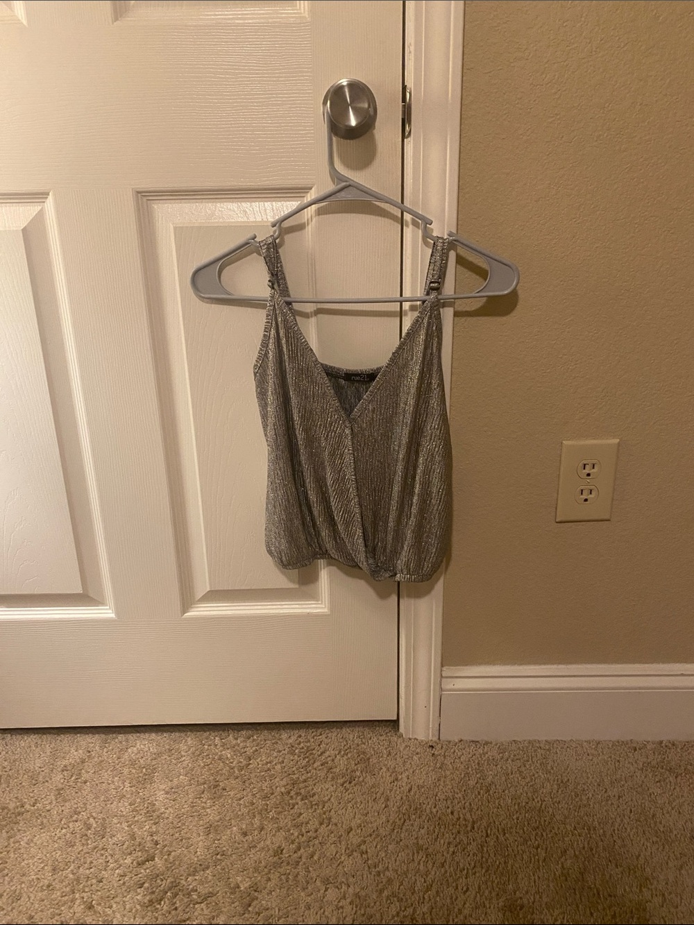 Rue21 Silver Metallic V-Neck Shimmer Cami
